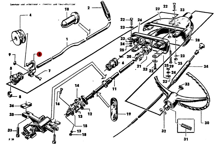 Hebel für Gummirolle an Schaltrohr unten, Trabant 601