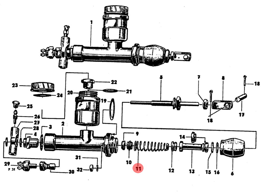 Druckfeder für Einkreis-Hauptbremszylinder, Trabant 601