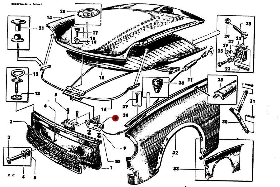 Motorhauben-Verschluss für Trabant 601/1.1, original