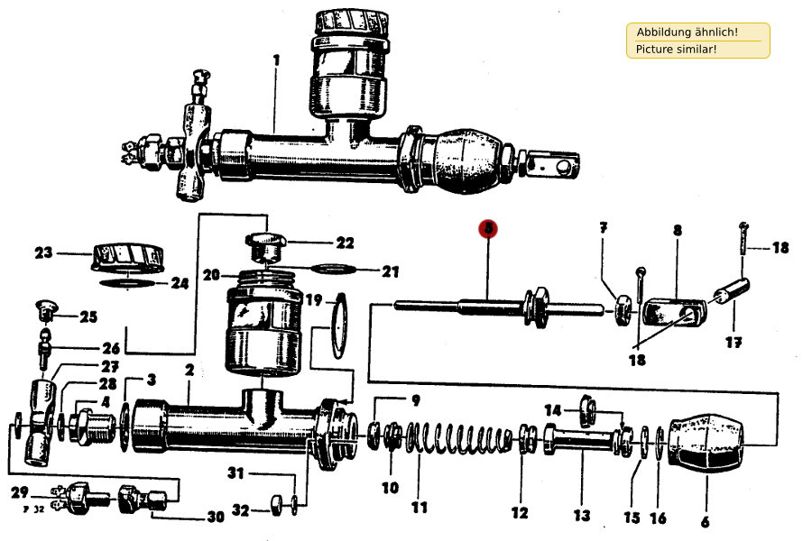 Druckstange für Hauptbremszylinder, Trabant 601/1.1/P50/P60, original
